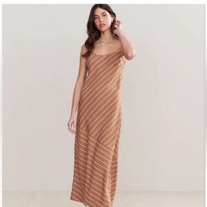 Jenni Kayne Tan and White Striped Slip Dress